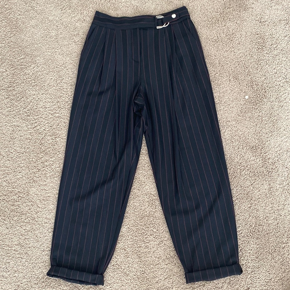 Topshop Pinstripe D-ring trousers